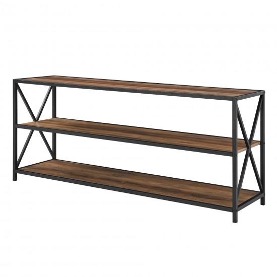 X Frame 60" Industrial Bookshelf - Rustic Oak