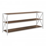 X Frame 60" Industrial Bookshelf - Rustic Oak/White Metal