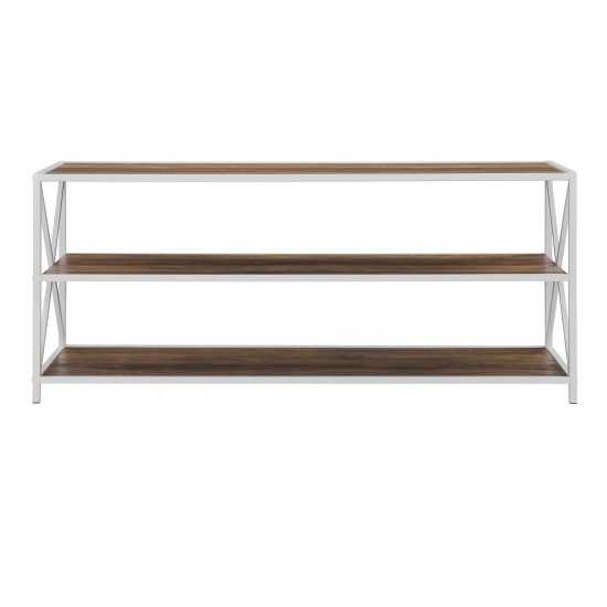 X Frame 60" Industrial Bookshelf - Rustic Oak/White Metal