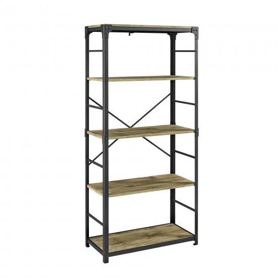 Angle Iron 64" Industrial 4 Shelf Wood Bookcase - Barnwood