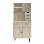 Belfast 64" Storage Desk and Hutch with Keyboard Drawer - Birch