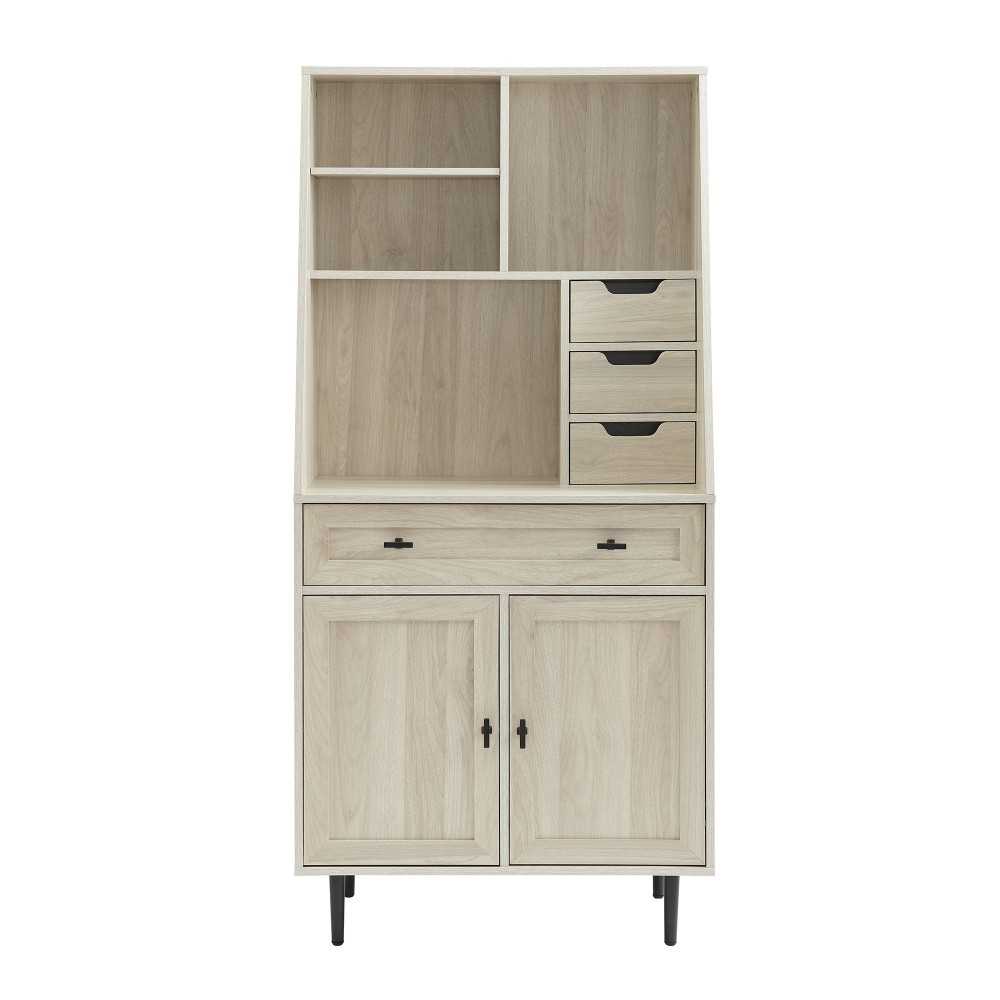 Belfast 64" Storage Desk and Hutch with Keyboard Drawer - Birch