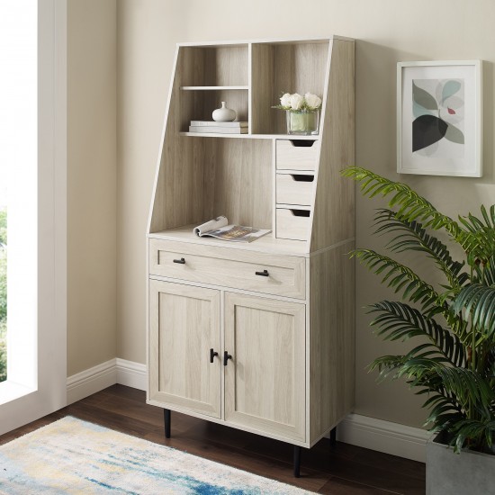 Belfast 64" Storage Desk and Hutch with Keyboard Drawer - Birch