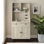 Belfast 64" Storage Desk and Hutch with Keyboard Drawer - Birch