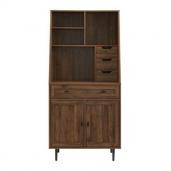 Belfast 64" Storage Desk and Hutch with Keyboard Drawer - Dark Walnut