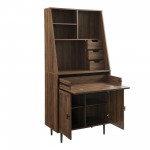 Belfast 64" Storage Desk and Hutch with Keyboard Drawer - Dark Walnut