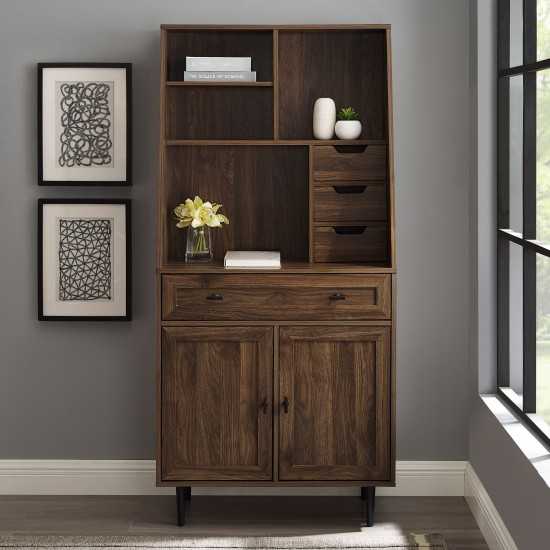 Belfast 64" Storage Desk and Hutch with Keyboard Drawer - Dark Walnut