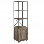 Landry 64" 1 Door Metal and Wood Media Tower - Grey Wash