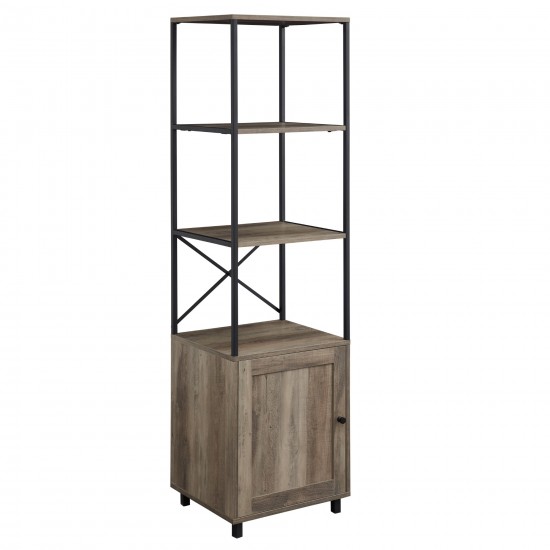 Landry 64" 1 Door Metal and Wood Media Tower - Grey Wash