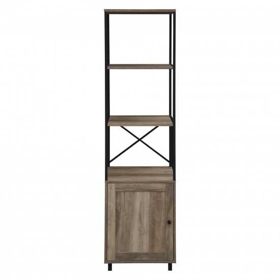 Landry 64" 1 Door Metal and Wood Media Tower - Grey Wash