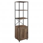 Landry 64" 1 Door Metal and Wood Media Tower - Rustic Oak