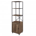 Landry 64" 1 Door Metal and Wood Media Tower - Rustic Oak