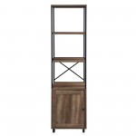 Landry 64" 1 Door Metal and Wood Media Tower - Rustic Oak