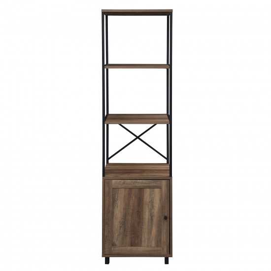 Landry 64" 1 Door Metal and Wood Media Tower - Rustic Oak