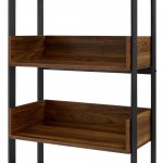 Morty 64" Metal and Wood 5 Shelf Bookshelf - Dark Walnut
