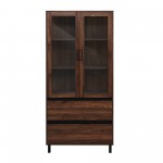 Clark 68" Glass Door Storage Hutch - Dark Walnut