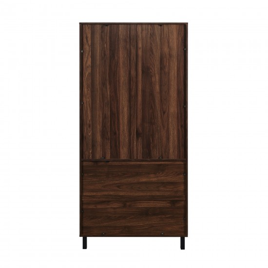 Clark 68" Glass Door Storage Hutch - Dark Walnut