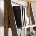 Frankie 68" Solid Wood Ladder Bookshelf - Brown
