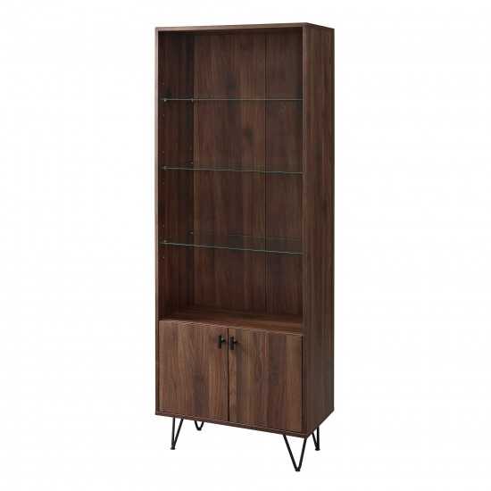 68" Mid Century Modern Storage Cabinet - Dark Walnut