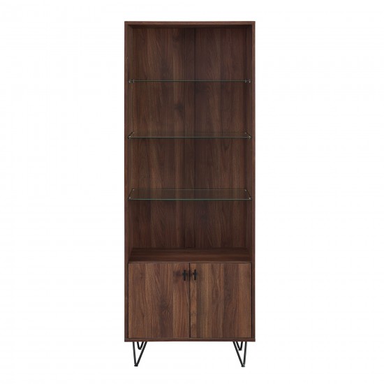 68" Mid Century Modern Storage Cabinet - Dark Walnut