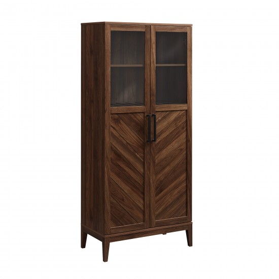 Logan 68" Chevron Storage Cabinet - Dark Walnut