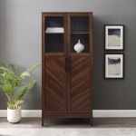 Logan 68" Chevron Storage Cabinet - Dark Walnut