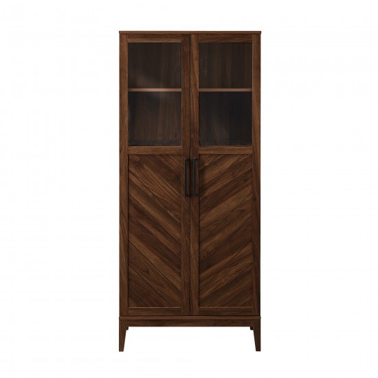 Logan 68" Chevron Storage Cabinet - Dark Walnut