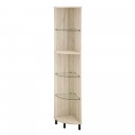 Nora 68" Wood and Glass Corner Bookshelf - Birch