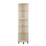 Nora 68" Wood and Glass Corner Bookshelf - Birch