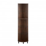 Nora 68" Wood and Glass Corner Bookshelf - Dark Walnut