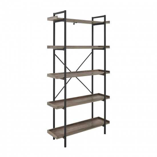 Urban Pipe 68" Rustic Industrial 5 Shelf Wood Bookshelf - Grey Wash