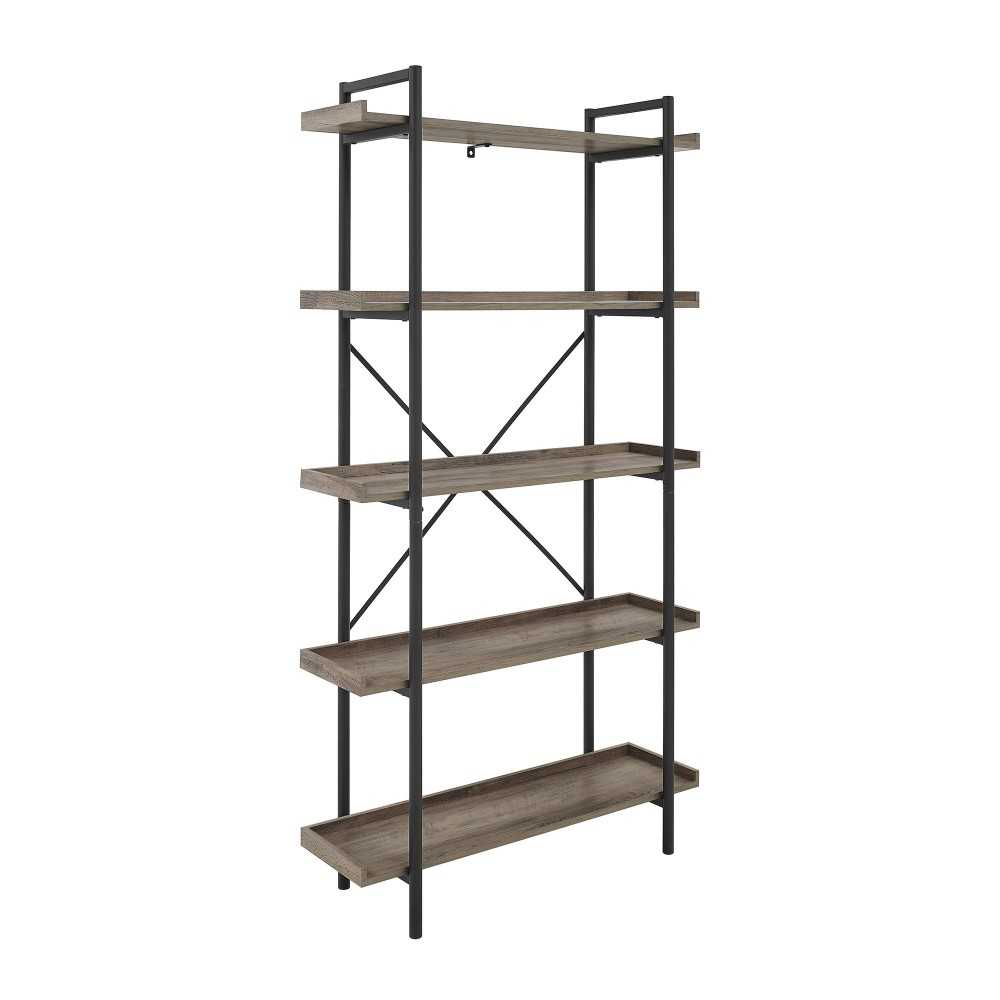 Urban Pipe 68" Rustic Industrial 5 Shelf Wood Bookshelf - Grey Wash