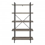 Urban Pipe 68" Rustic Industrial 5 Shelf Wood Bookshelf - Grey Wash