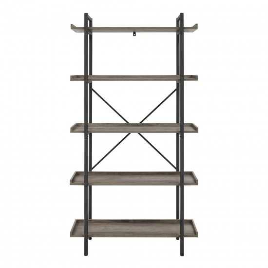 Urban Pipe 68" Rustic Industrial 5 Shelf Wood Bookshelf - Grey Wash