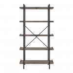 Urban Pipe 68" Rustic Industrial 5 Shelf Wood Bookshelf - Grey Wash