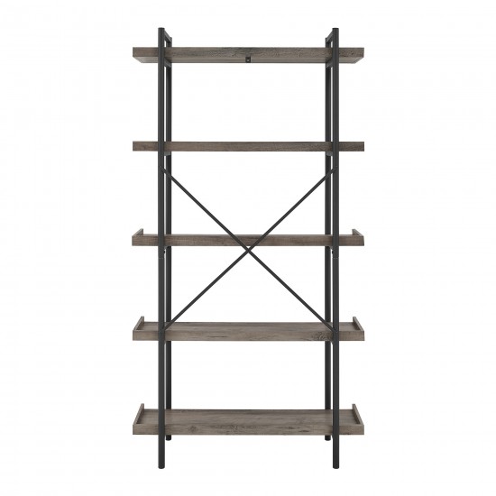 Urban Pipe 68" Rustic Industrial 5 Shelf Wood Bookshelf - Grey Wash