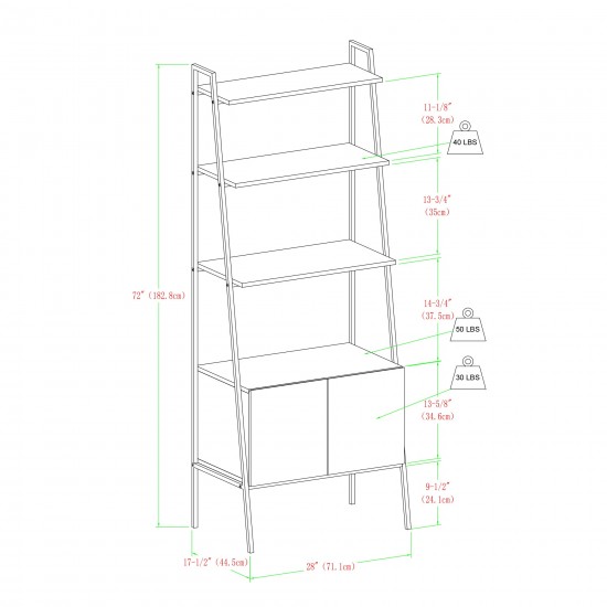 72" Industrial Wood Ladder Bookcase - Dark Walnut