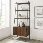 72" Industrial Wood Ladder Bookcase - Dark Walnut