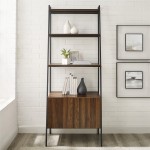 72" Industrial Wood Ladder Bookcase - Dark Walnut