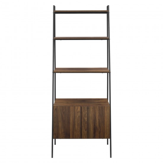 72" Industrial Wood Ladder Bookcase - Dark Walnut