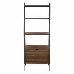 72" Industrial Wood Ladder Bookcase - Dark Walnut