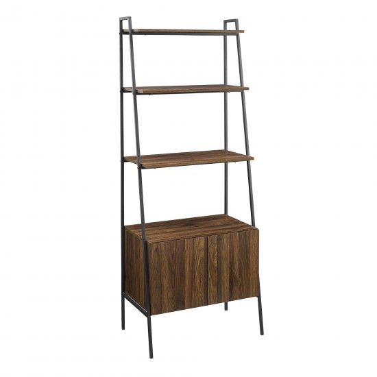 72" Industrial Wood Ladder Bookcase - Dark Walnut