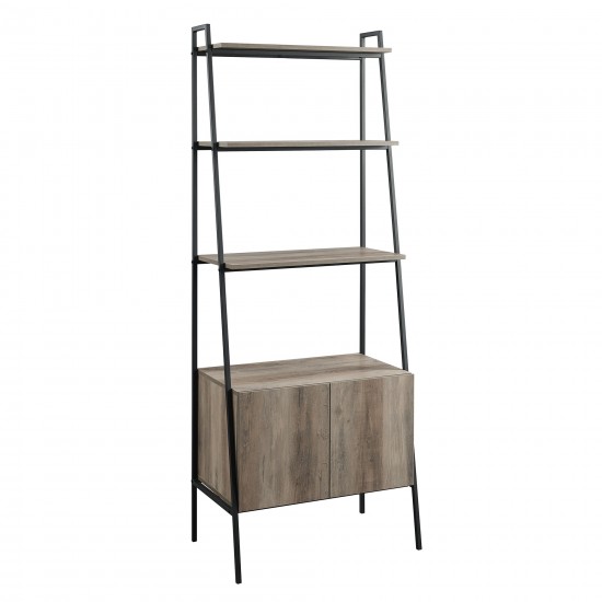 Arlo 72" Industrial Modern Ladder Shelf with Cabinet - Grey Wash