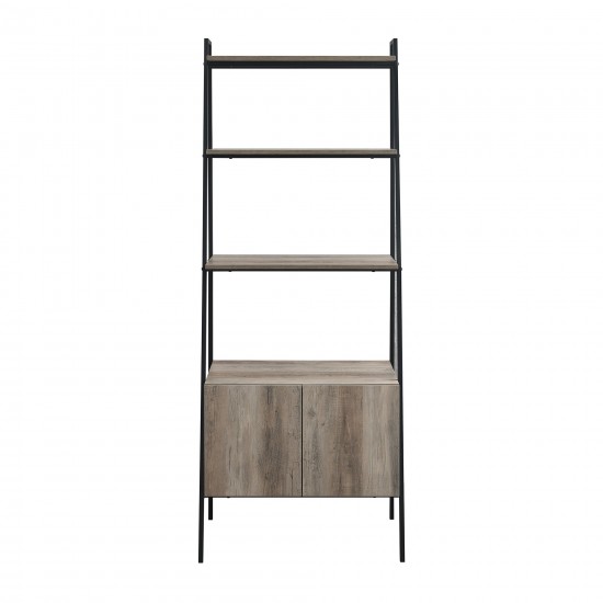 Arlo 72" Industrial Modern Ladder Shelf with Cabinet - Grey Wash