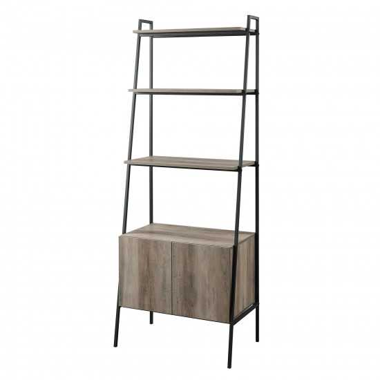 Arlo 72" Industrial Modern Ladder Shelf with Cabinet - Grey Wash