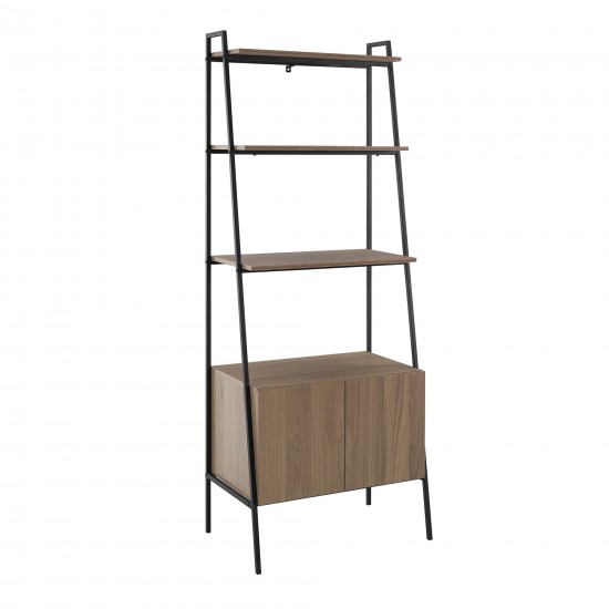 Arlo 72" Industrial Modern Ladder Shelf with Cabinet - Mocha