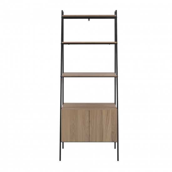 Arlo 72" Industrial Modern Ladder Shelf with Cabinet - Mocha