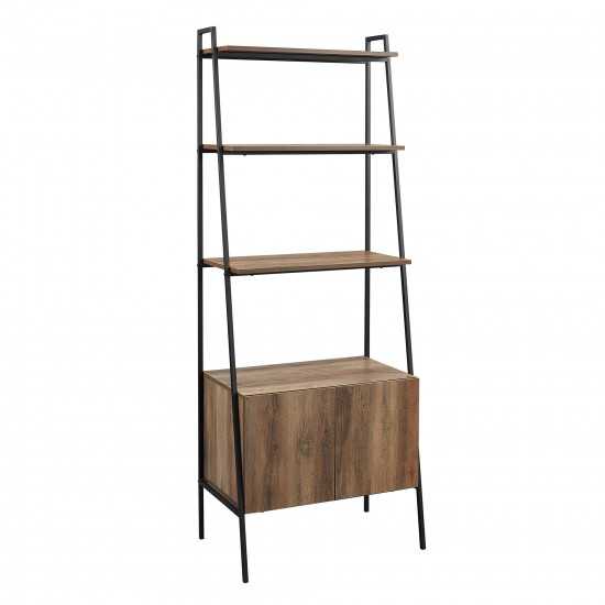 Arlo 72" Industrial Modern Ladder Shelf with Cabinet - Rustic Oak