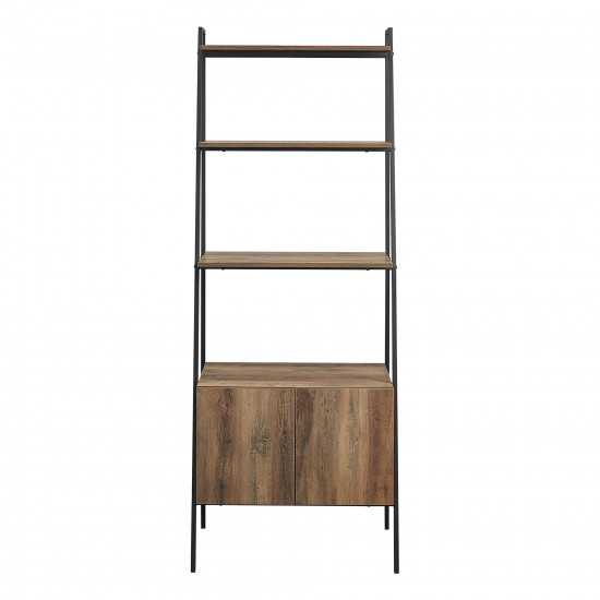 Arlo 72" Industrial Modern Ladder Shelf with Cabinet - Rustic Oak