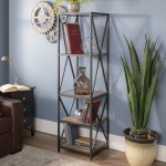 61" Metal X Wood Bookshelf - Driftwood